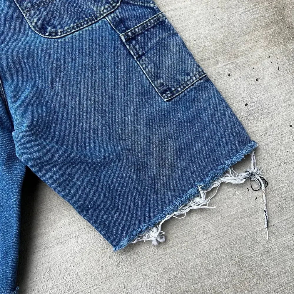 Carhartt denim blue jean double knee work wear carpenter shorts